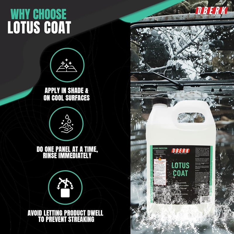 Oberk Lotus Coat SiO₂ Spray Sealant – High Gloss Spray for Cars – Touchless or Wipe-On – Protects Paint, Wheels & Glass – Safe for Coatings – Easy Car Wax Alternative (128 oz) - Image 5